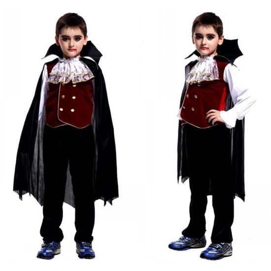 Cape De Vampire Pour Enfant - Longueur 90 Cm - Réversible Noir/rouge Avec Capuche - Costume Halloween, Carnaval - 4