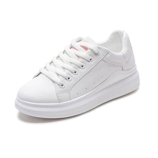Baskets Femme Nouveau Blanc 2018 Lacets Plat Chaussures