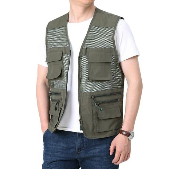 Gilet de Pêche Homme Multi-Poches Journaliste Gilet de Séchage Rapide Gilet de Pêche Homme Multi-Poches Journaliste Gilet de Séchage Rapide