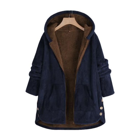 Manteau Long Femme FRISS - Coton, Capuche, Boutons Corne - Grande Taille Automne/hiver 2025 - Style Casual, Sport, Décontracté