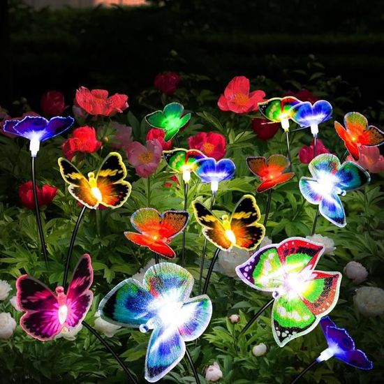 FANSU Guirlande Lumineuse Solaire Papillons - 5m, 20 LED, 8 Modes