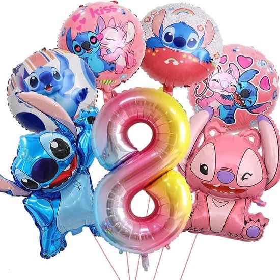 Ballons Anniversaire 8 Ans, 7 Pièces Stitch Décoration de Fête