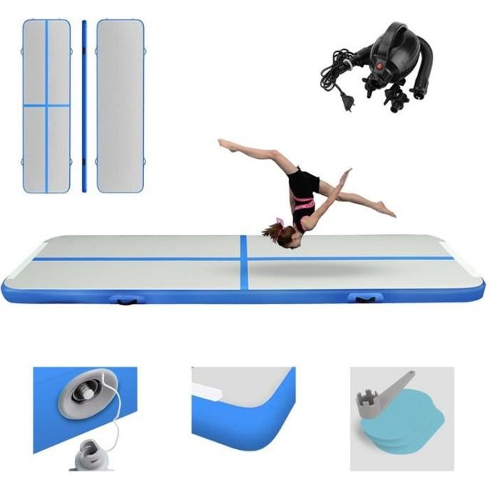 VINGO Airtrack tapis de gymnastique Air Track tapis de gym gonflable tumbling gymnastique dim. 300L x 100l x 10H cm Bleu