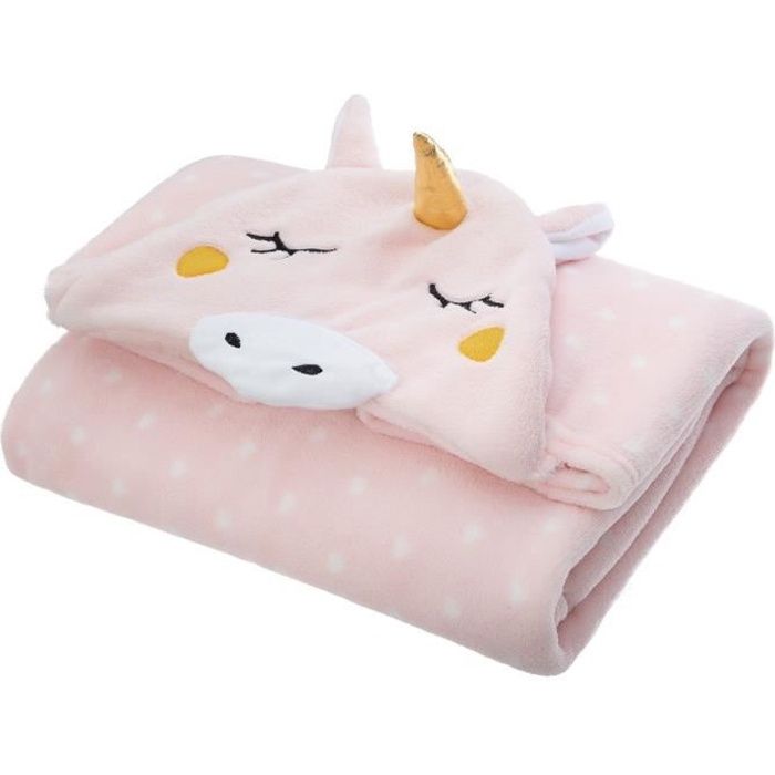 Plaid capuche Licorne 100x140 cm Autres Rose