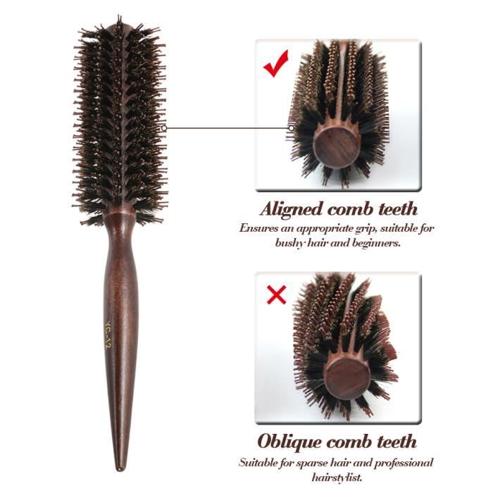 Brosse à Cheveux En Poils De Sanglier – Grande courbe Vent Brosse à cheveux avec poils doux antistatique léger