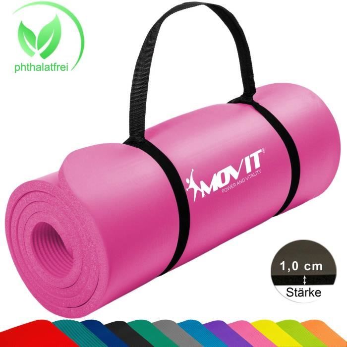 MOVIT® Tapis de Gymnastique Mat de Yoga sans phtalate Fitness Pilates-Sport-Gym SGS-Sol testé, Taille 183cm x 60cm, très épais Ép
