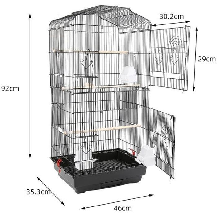 Cage Oiseaux Volière de Perroquet Canaries Perruche Canaris avec Poignée Portable