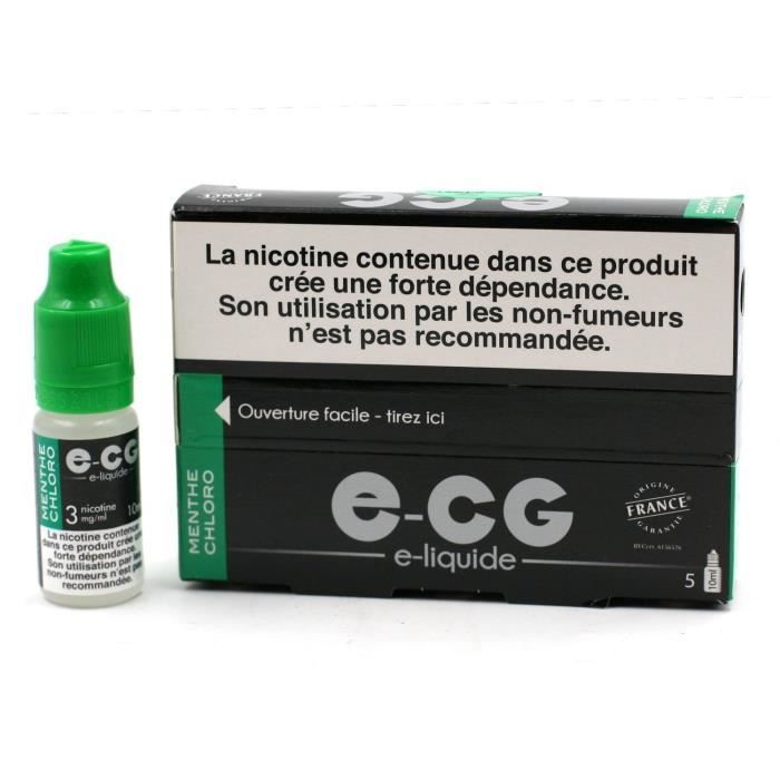 Lot de 5 Flacons E-CG - Goût Menthe Chloro 3 mg/ml