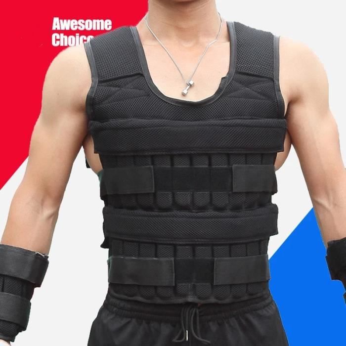 Gilet de poids réglable 30 kg, veste de sable, équipement de conditionnement physique d'entraînement physique
