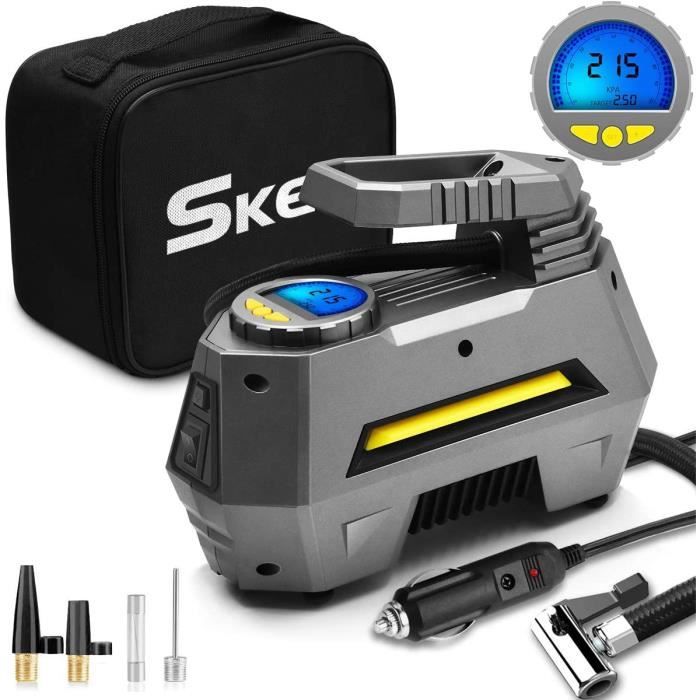 SKEY Gonfleur de Pneu Numérique, Pompe de Compresseur d'air Portable, DC 12 V 150 PSI, Pompe de Pneu de Voiture avec Arrêt Auto A24