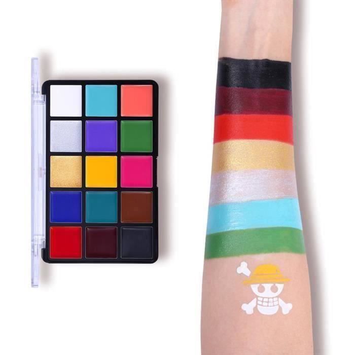 15 Couleurs fard gras Non Toxique Soluble à eau Bodypaint Pigments Art Maquillage Peinture avec Brosse