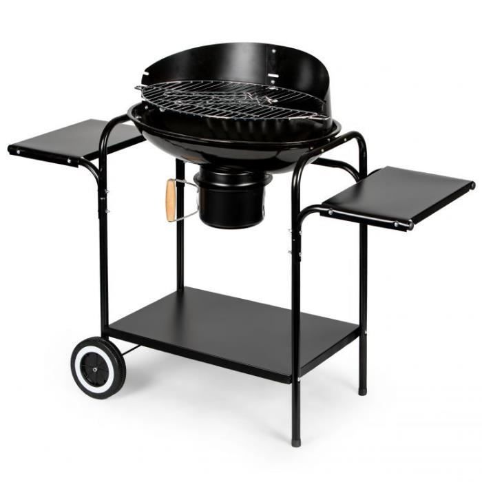 MSTORE - Grand barbecue de jardin ovale 108x34x82 cm - Grille chromée + cendrier - 3 tablettes - Réglage de la grille en hauteur -