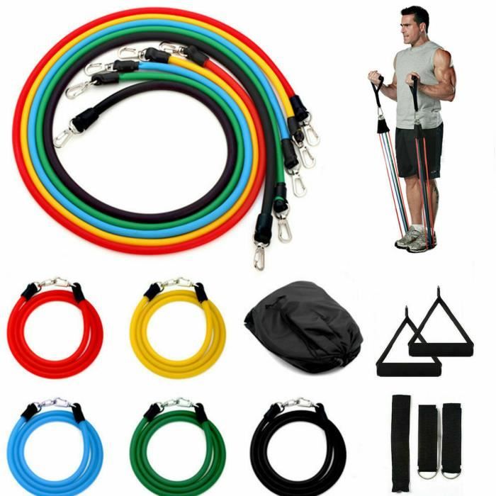 {Uier Sen} 11 PCS Résistance exercice Yoga Pilates Band Set Abs Fitness Bandes d'entraînement Tube