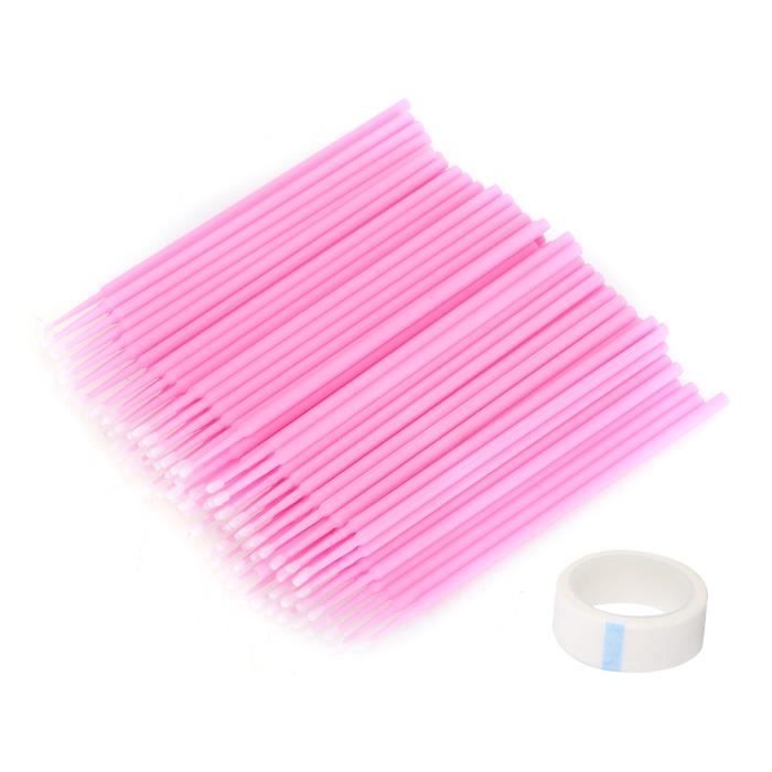 Dioche tampon de maquillage Ensemble d'outils de greffage de cils jetables Kit de ruban adhésif en coton-tige rose