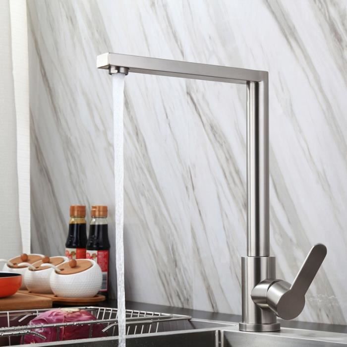 Robinets de cuisine,Robinet mitigeur monté sur le pont, robinets de cuisine carrés, Rotation à 360 degrés, levier unique, lavabo,