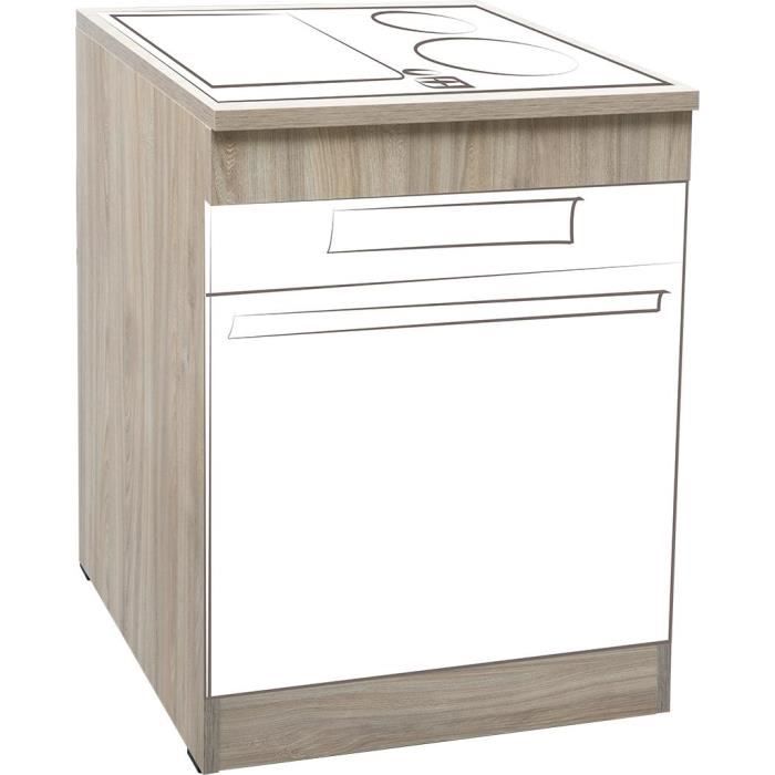 Brandy Best MPF60-CC Meuble bas de cuisine 60 cm chêne claire pour