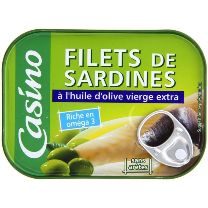 CASINO Filet de sardine à l' huile olive - 115 g