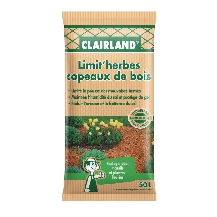 CLAIRLAND Copeaux de bois nature Limit’herbes - 50 L
