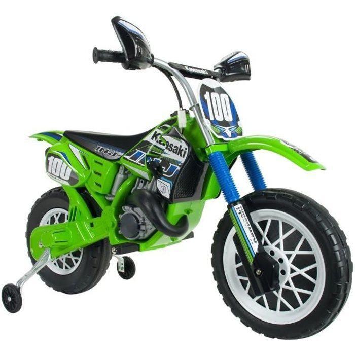 INJUSA 6775 Motocross Kawasaki à Batterie 6 V pour Enfants de 3 Ans avec Frein électrique et accélérateur sur la poignée