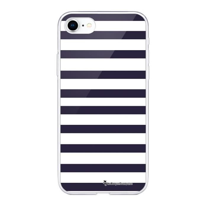 Coque iPhone 7/8 360 intégrale transparente Marinière Bleue Ecriture Tendance Design La Coque Francaise.