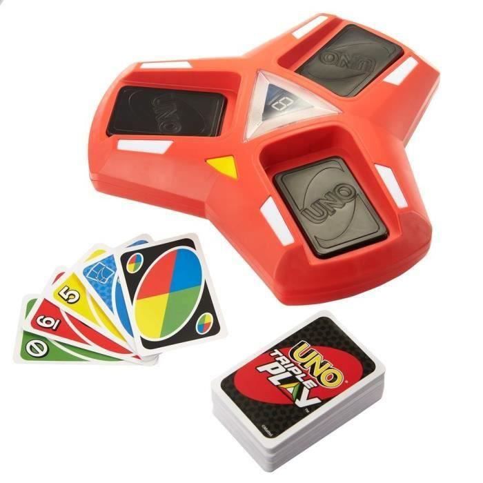 SHOT CASE - UNO avec un boitier électronique lumineux et sonore. 3 piles de cartes pour jouer mais attention de ne pas trop jouer tr