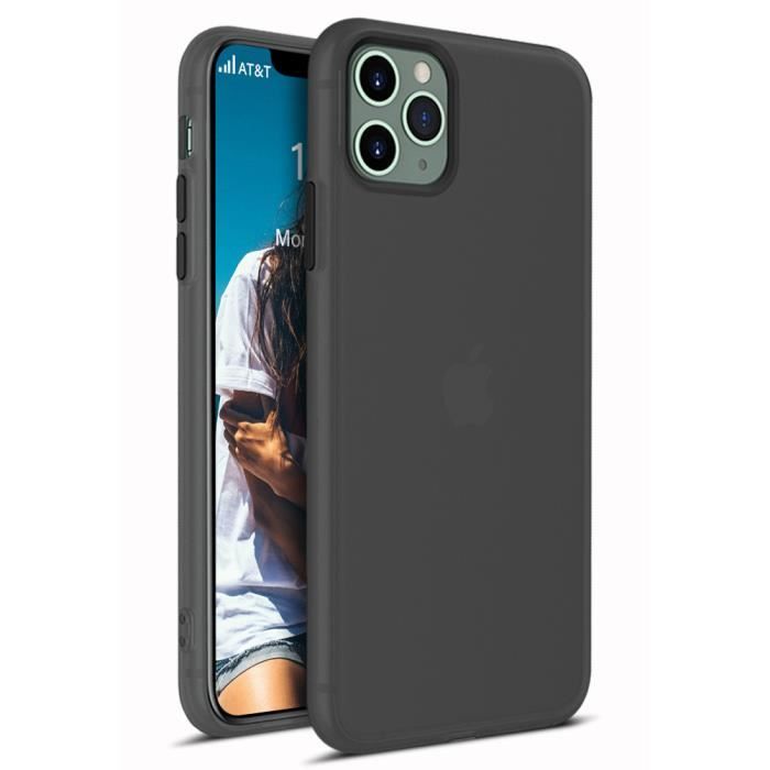 iPhone 11 Pro Max Coque,Étui en Silicone Souple Mate Translucide Très mince Housse de Protection Anti-Choc Anti-Rayures - Noir