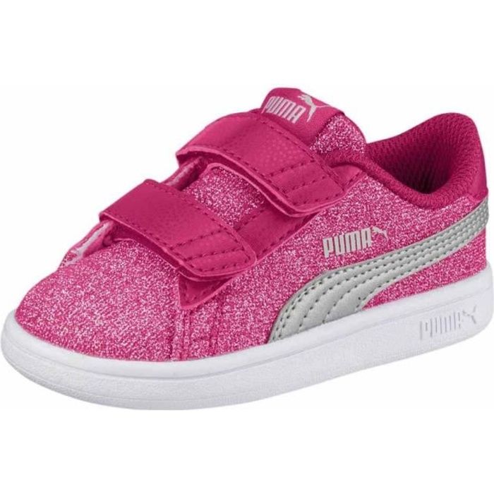 chaussures enfant baskets puma smash v2 glitz glamour velcro infant. caractéristiques:tige: matière synthétique avec fermeture velcr