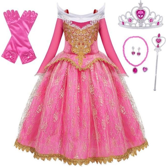 AmzBarley Filles Manches Longues déguisement Arlo Princesse en Tulle Costume Robe Cosplay Cadeau Carnaval Halloween Noël 2-10ans