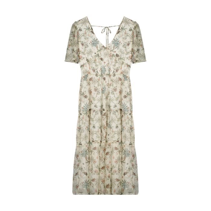 DEELUXE Robe longue imprimée à volants NINA Natural