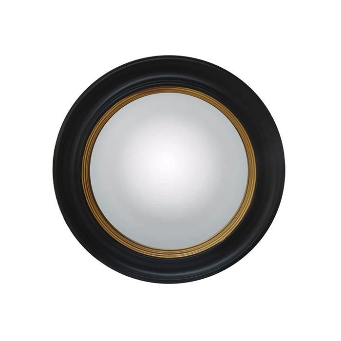 Miroir sorcière FRANKLIN - bois d'eucalyptus - D.66 cm - Noir et doré effet laiton