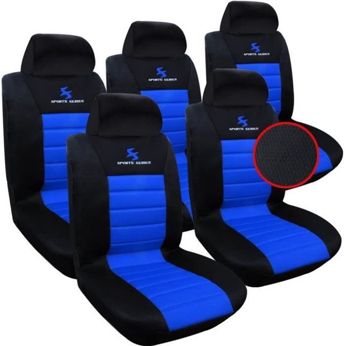 WOLTU 5 X Housse de siège Noir Bleu,Auto Housse de Voiture Universelle,AS7256-5