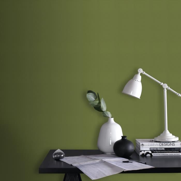 Papier peint intissé Uni Feuilles Élégance 1005 x 52cm Vert