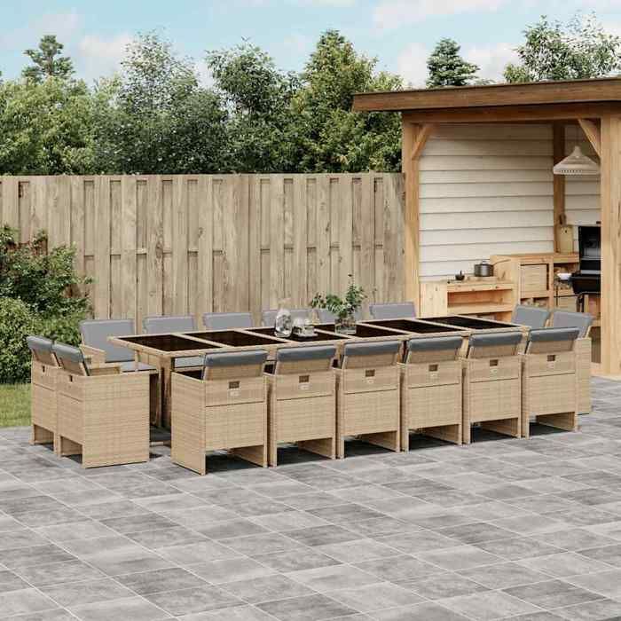 vidaXL Ensemble à manger de jardin 17 pcs - vue 4