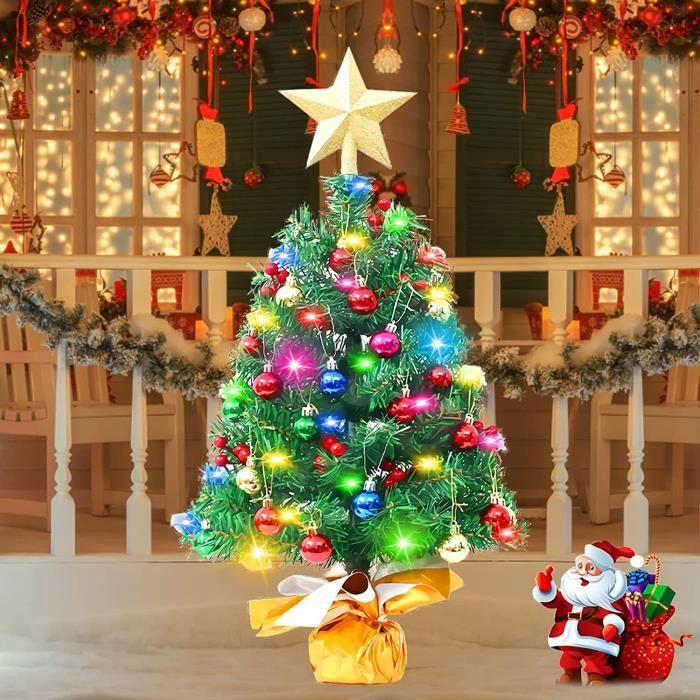 Style 6- Gold - 15cm - Mini Sapin De Noël à LED, Sapin De Pin à Monter