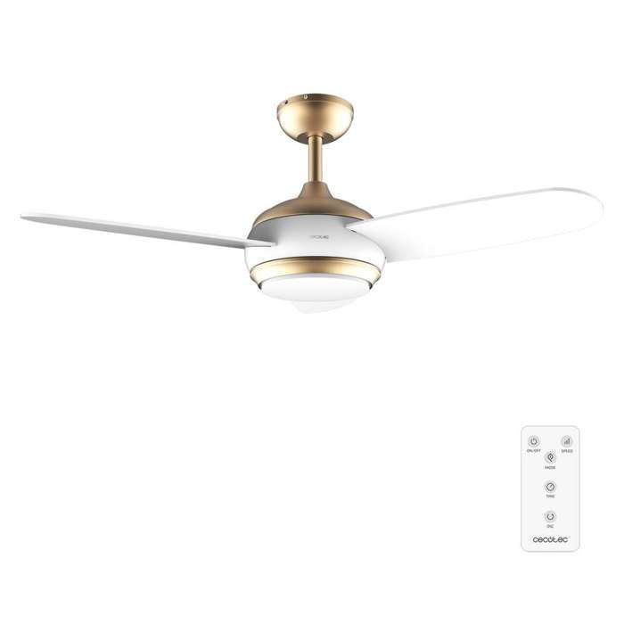 Ventilateur de plafond - CECOTEC - EnergySilence Aero 4265 GoldWhite - Moteur DC 65 W - Diamètre 106 cm - Lampe LED 18 W - Cecotec