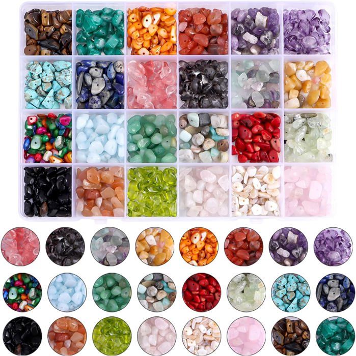 Lot De 100 Perles Acryliques Pierre Naturelle Pour Création Bijoux - DIY Bracelets