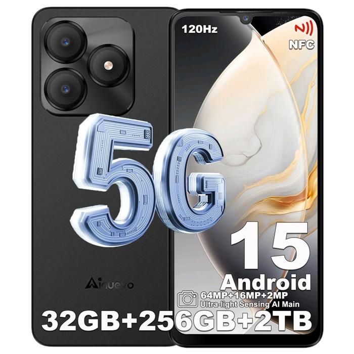 Telephone Portable 5G 32+256GB 6.75 5280mAh Ainuevo Neo S25 Pro Smartphone Android 15 64MP Smartphone Pas Cher Dural SIM/NFC Noir