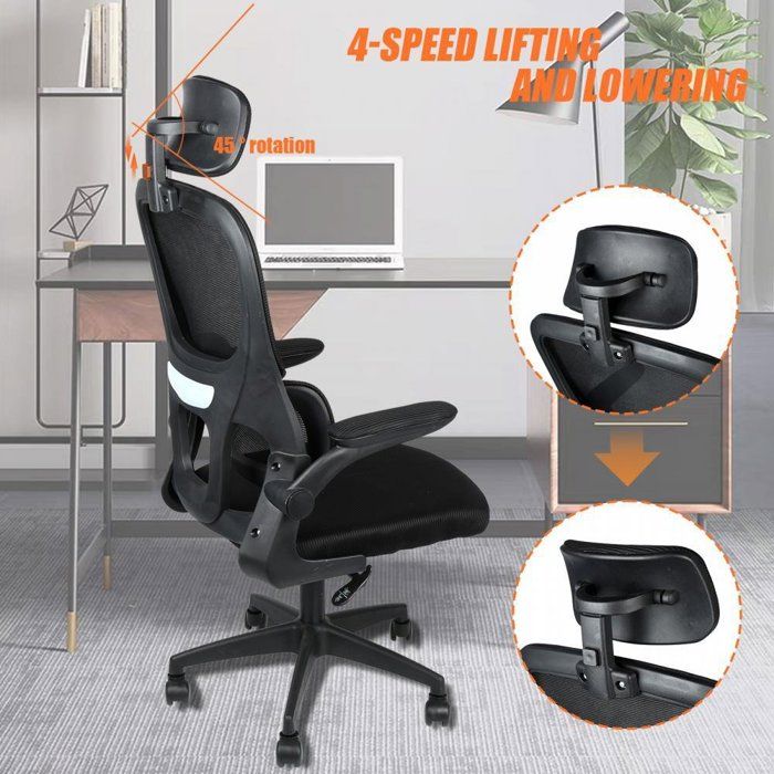 MIPAN. Fauteuil de Bureau - Chaise Ergonomique à roulette - Hauteur Ajustable - Soutien Lombaire Dossier Règalable - Noir