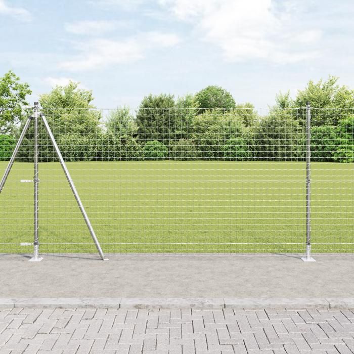 vidaXL Poteaux de clôture 52 pcs Ø32 mm 150 cm Acier galvanisé