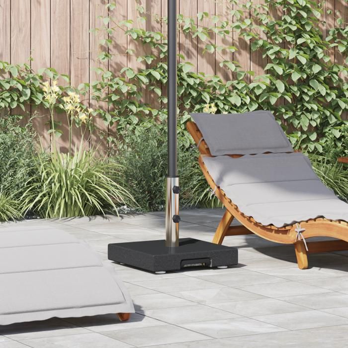 Base de Parasol - Granit Noir - 29 kg - Sur Roulettes - Carrée
