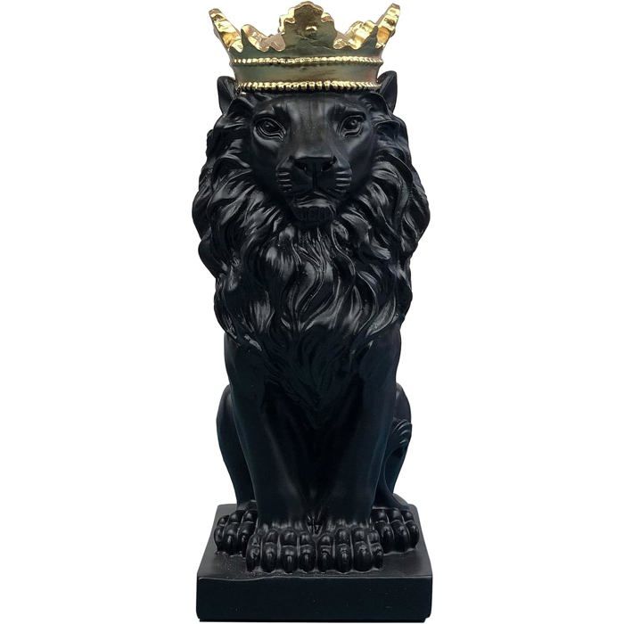 Décoration de maison moderne Sculpture de lion de couronne, statue de lion, sculptures en résine, fait à la main, statue d'affichage de bureau de salon, rouge, blanc, noir, or, argent 9.4x6.5x18cm,A3