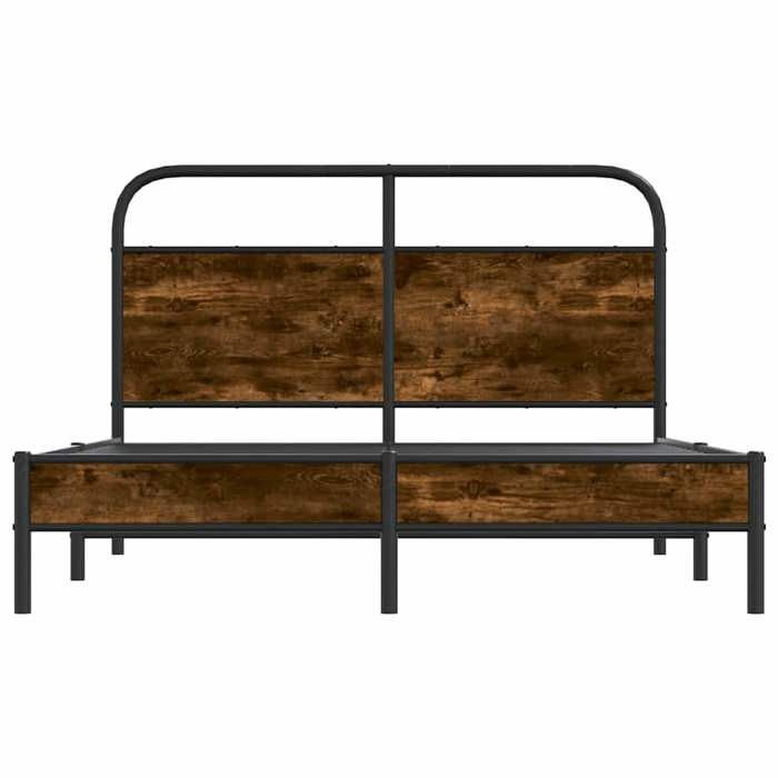 BURKE* Lit simple 120x190 cm Structure de lit classique sans matelas chêne fumé bois ingénierie- LL6638