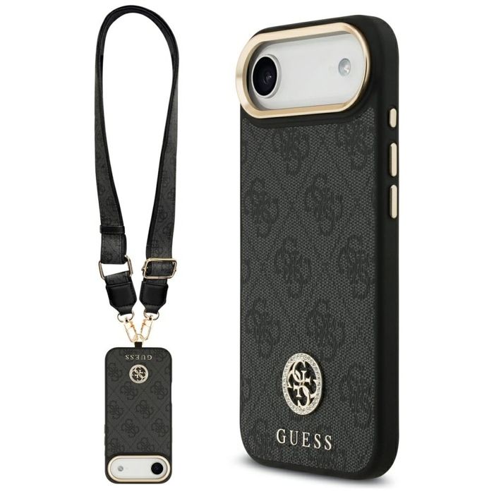 Etui Guess 4G Strass Logo & Big Strap Metal Buttons MagSafe do iPhone Air czarny Neuf