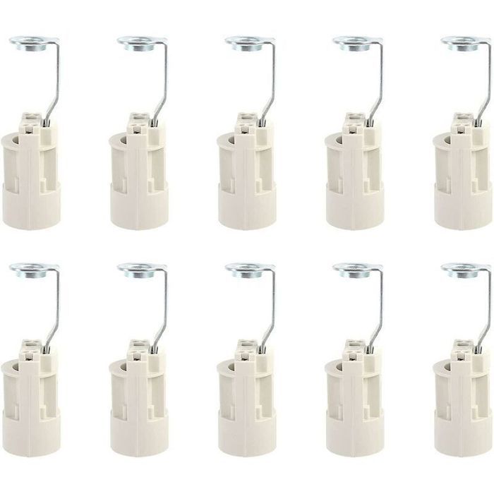 Douille de lampe E14 - Futongda - Lot de 10 pièces - Blanche - 70 mm - Thermoplastique résistant aux flammes