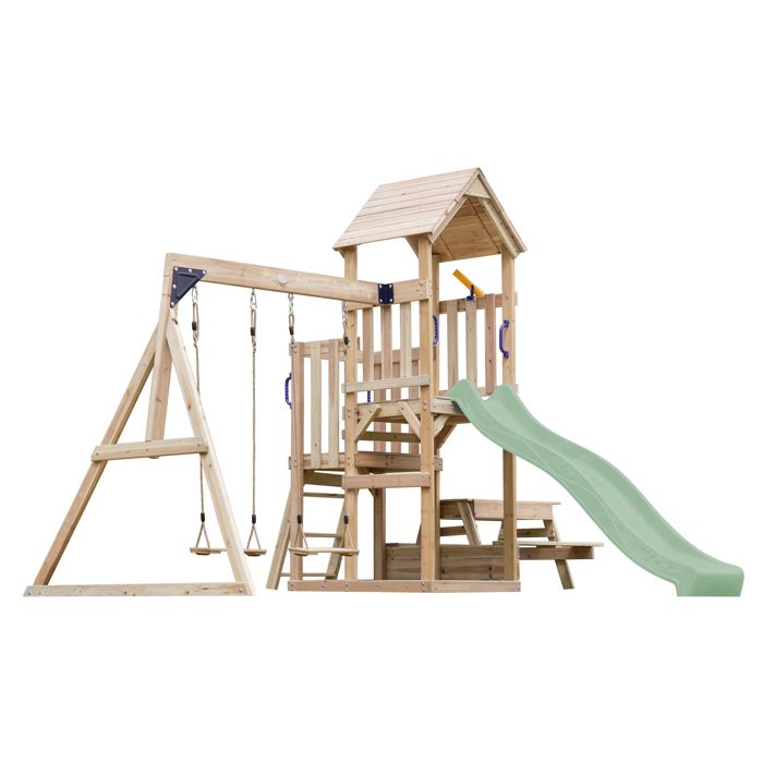 Wickey Aire de Jeux DinkyHouse avec Extension de balançoire - Toboggan & bâche Rose Pastel - Tour à Grimper pour Enfants pour Le Jardin en Bois Massif - 303x317x247 cm Wickey Aire de Jeux DinkyHouse avec Extension de balançoire - Toboggan & bâche Rose Pastel - Tour à Grimper pour Enfants pour Le Jardin en Bois Massif - 303x317x247 cm