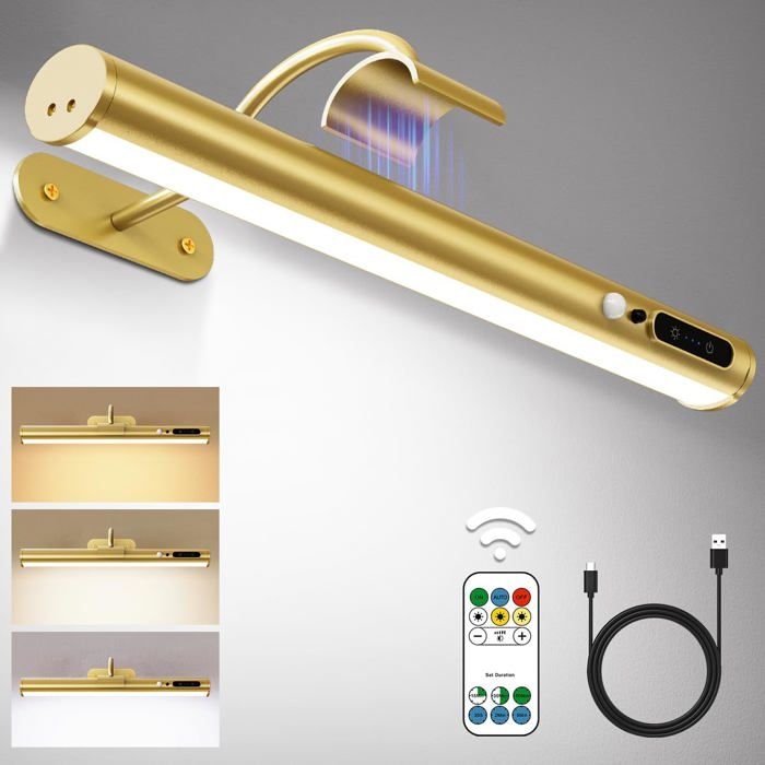 Applique murale LED sans fil avec détecteur de mouvement téléco recharge USB fixation magnétique