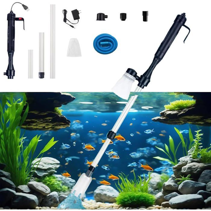 Nettoyeur daquarium outil électrique de nettoyage pour aquarium kit de nettoyage pour aquarium – Convient au nettoyage du sable
