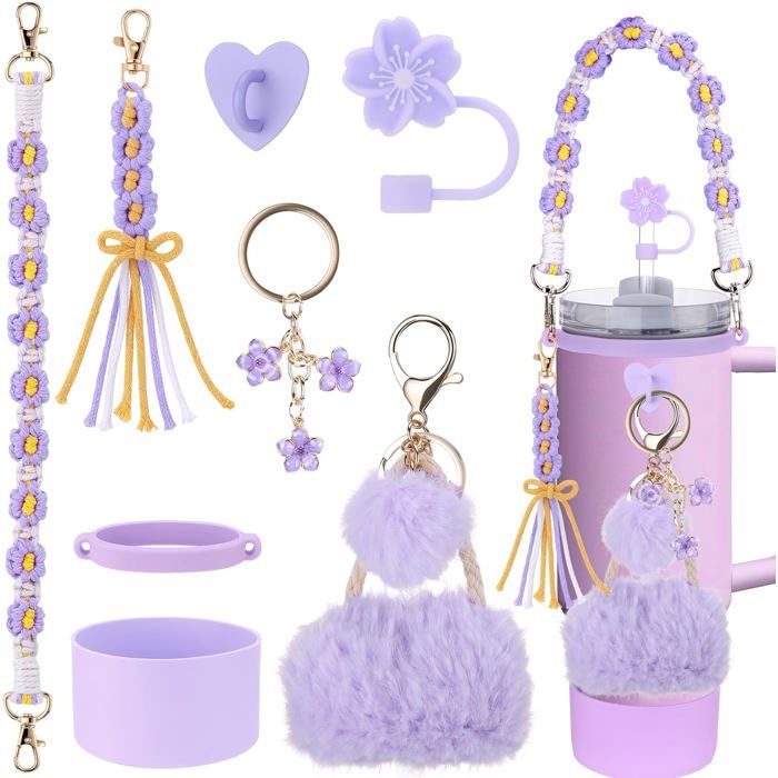 Ensemble de 8 accessoires pour gobelet Stanley de 20 oz 30 oz et 40 oz avec anse comprenant une dragonne un embout de paille