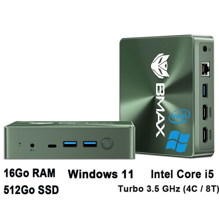 Mini PC BMAX - B6 Pro - Intel Core i5-1030 - 16Go RAM + 512Go SSD - Windows 11