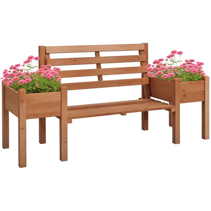Banc dextérieur - MINIMAL - 184x59x95 cm - Bois de sapin - Bacs à plantes intégrés - 2 places